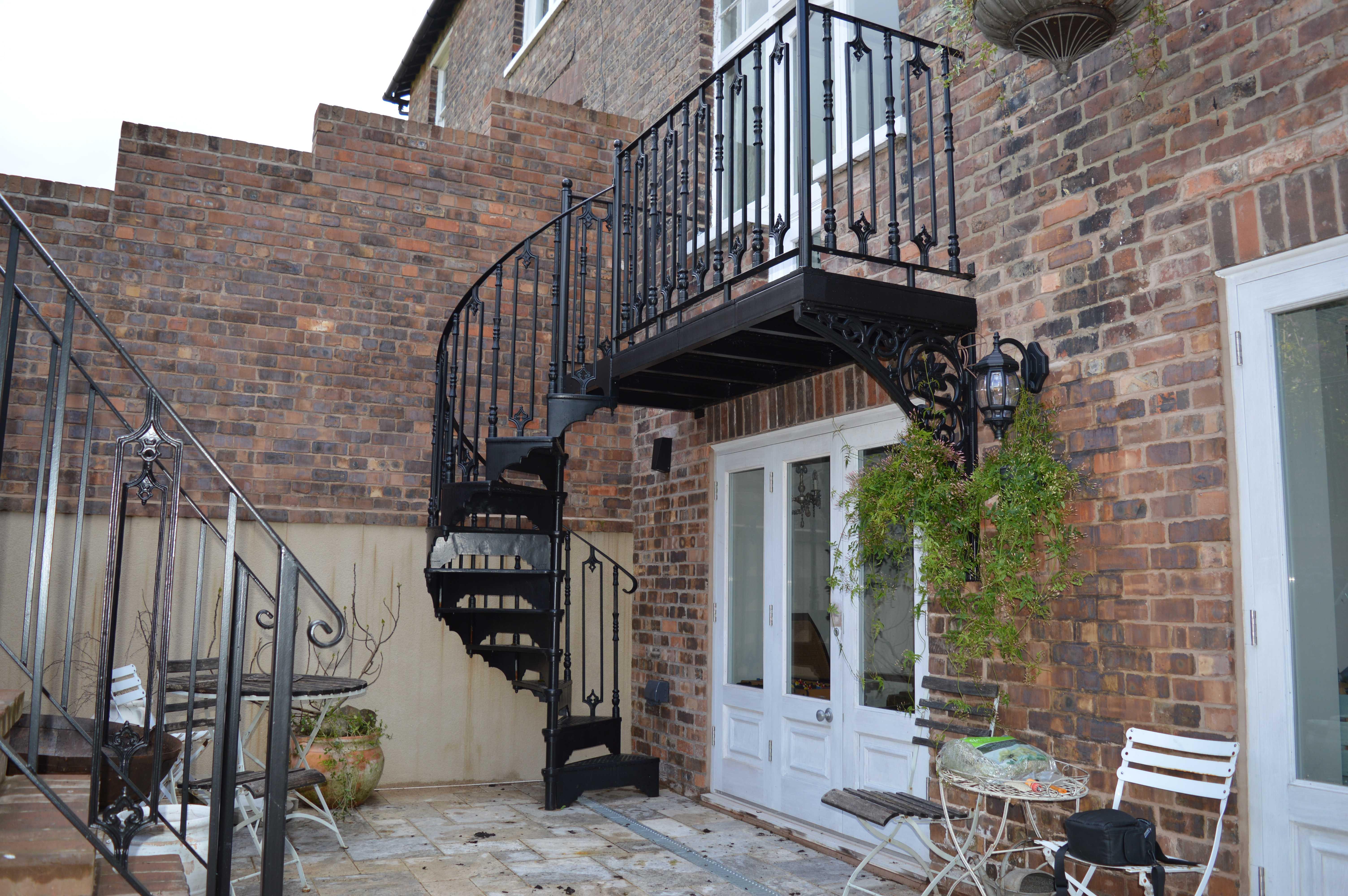 Elegant balcony and spiral staircase