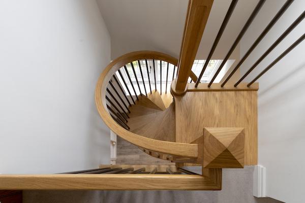 Timber spiral staircase from above